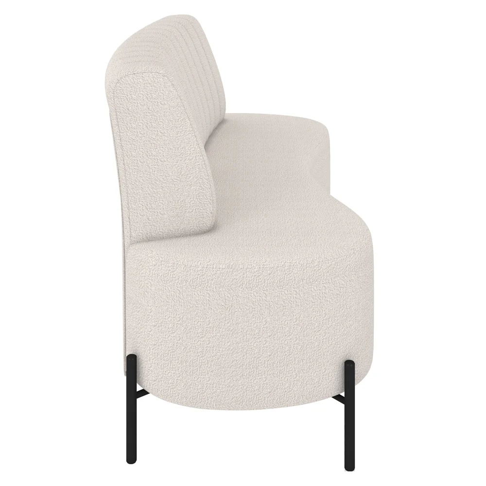 Sofá 2 Lugares 135cm Pés Aço Preto Tamar Z08 Boucle Bege - Mpozenato