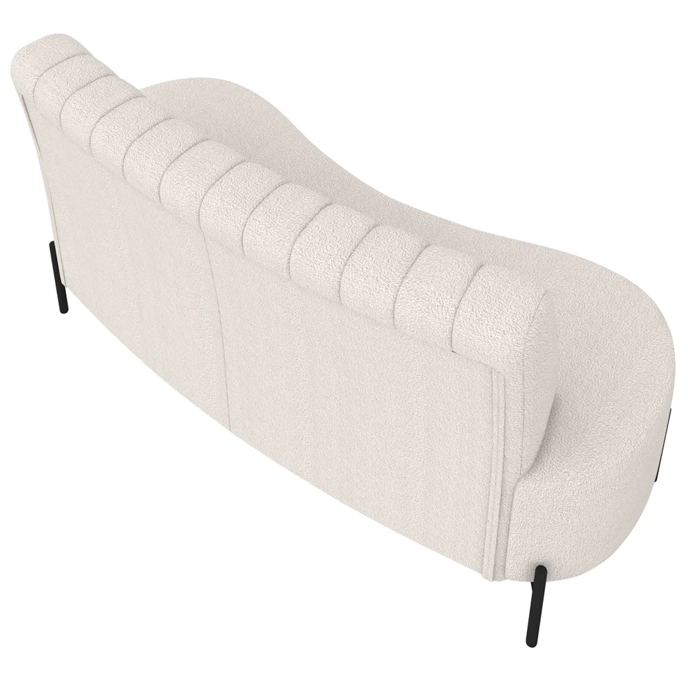 Sofá 2 Lugares 135cm Pés Aço Preto Tamar Z08 Boucle Bege - Mpozenato