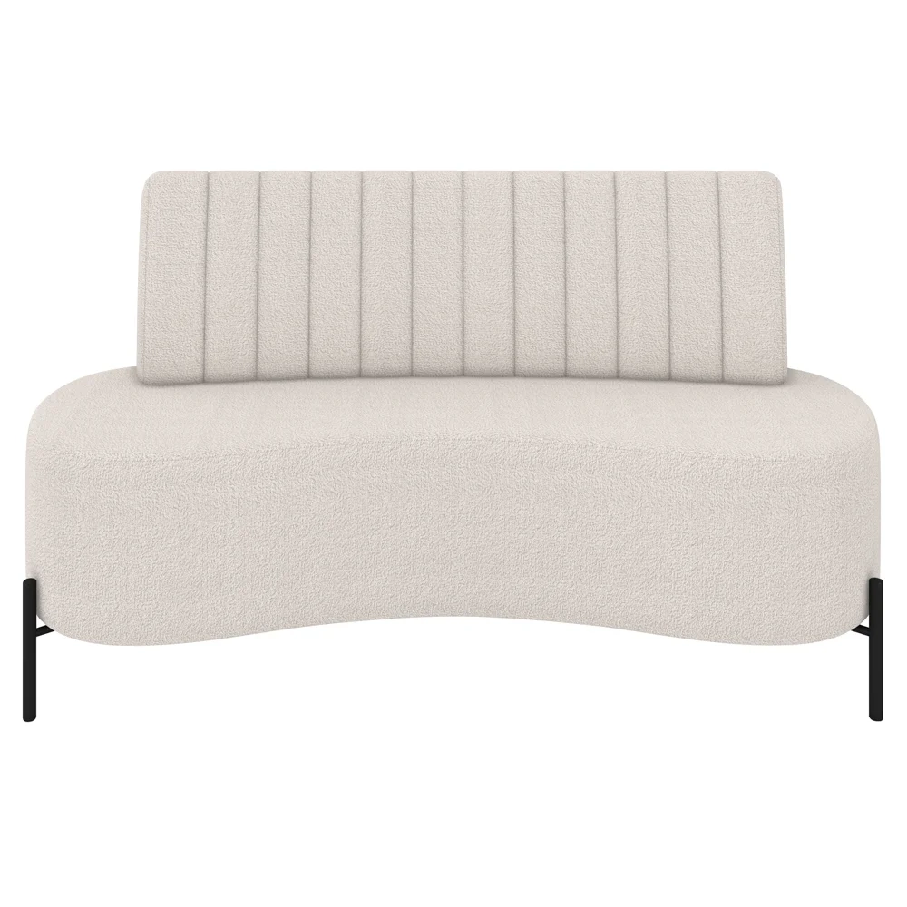 Sofá 2 Lugares 135cm Pés Aço Preto Tamar Z08 Boucle Bege - Mpozenato