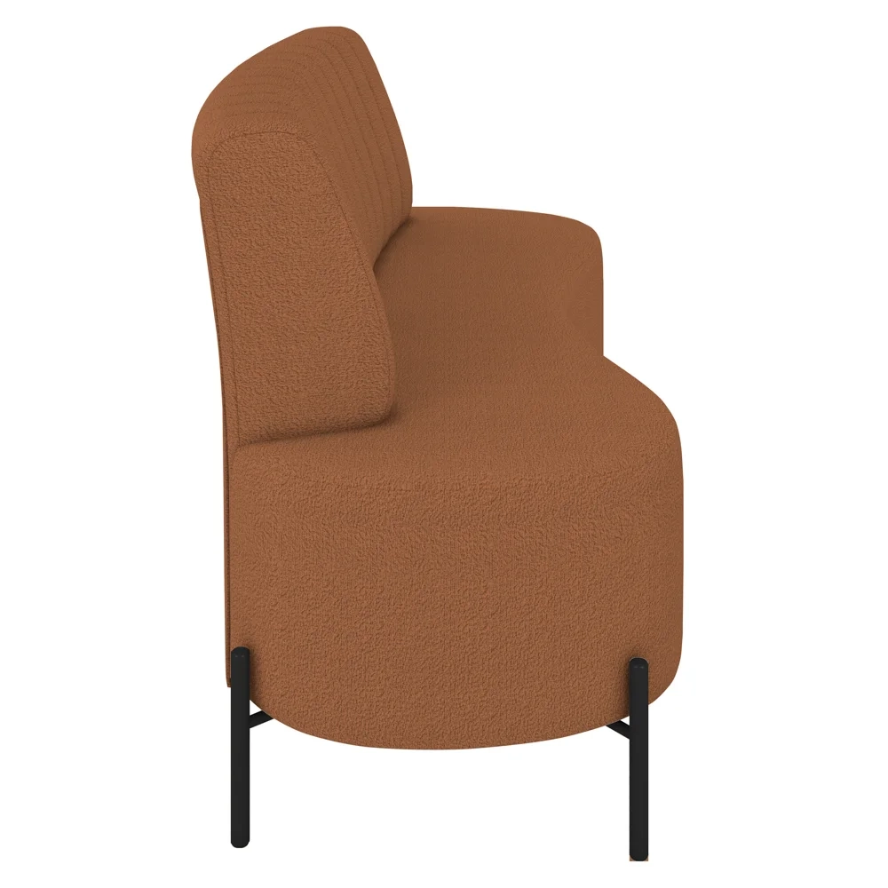 Sofá 2 Lugares 135cm Pés Aço Preto Tamar Z08 Boucle Terracota - Mpozenato