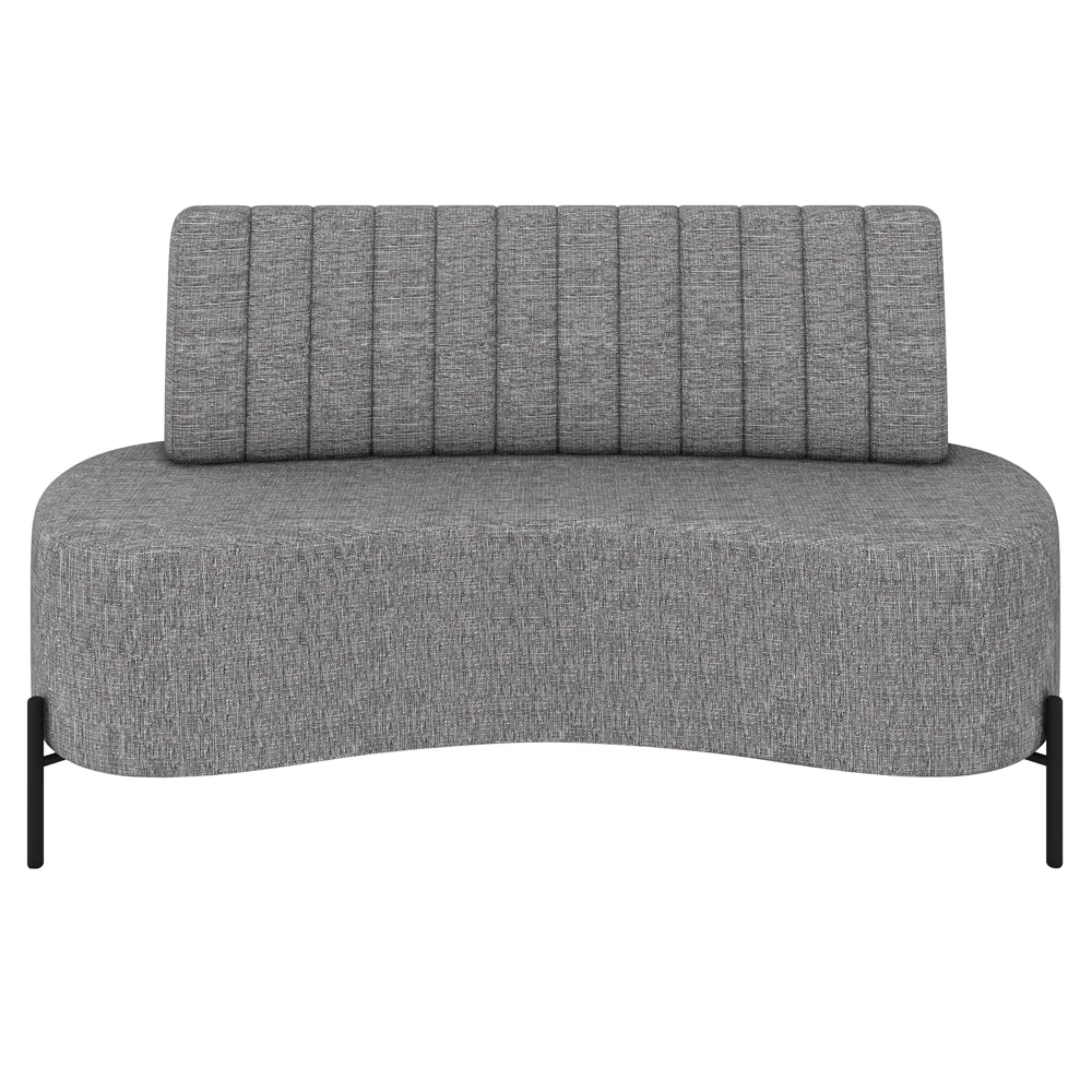 Sofá 2 Lugares 135cm Pés Aço Preto Tamar Z08 Linho Cinza Escuro - Mpozenato