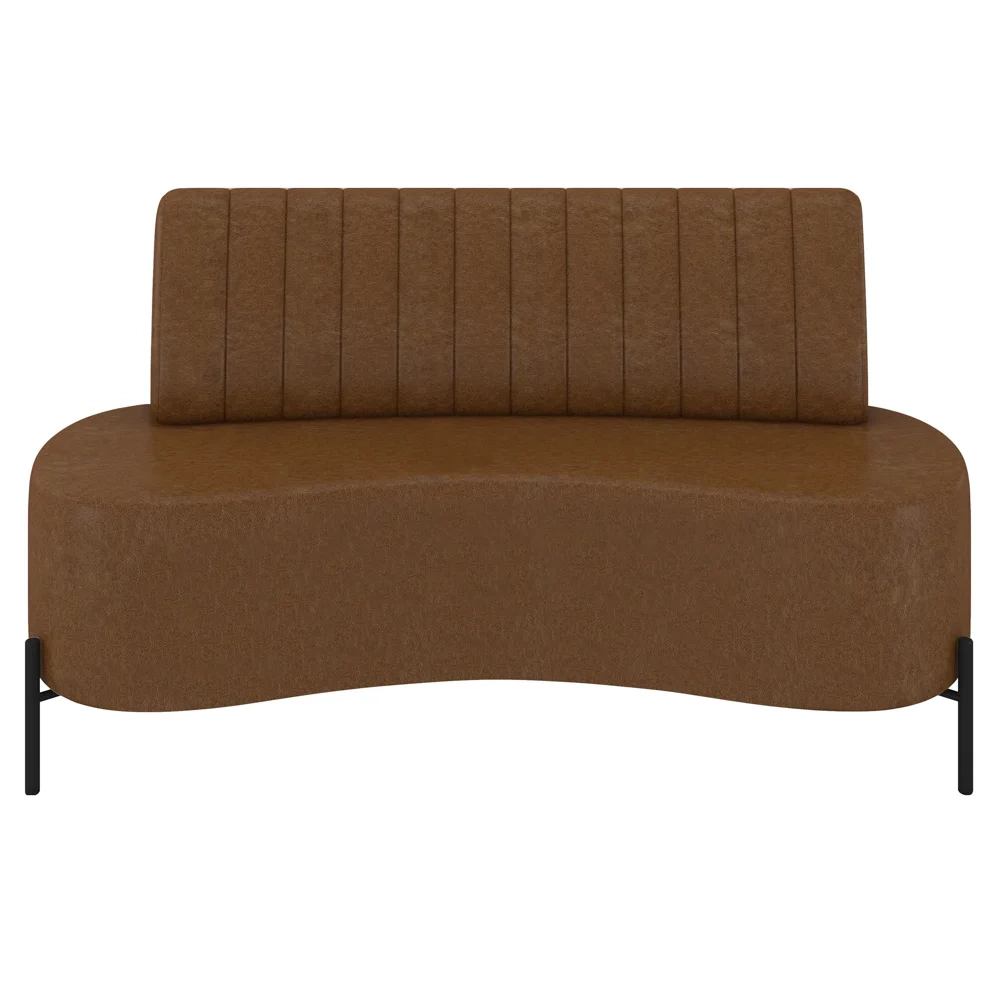 Sofá 2 Lugares 135cm Pés Aço Preto Tamar Z08 Sintético Marrom - Mpozenato