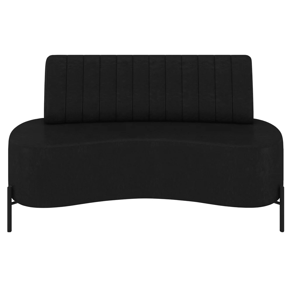 Sofá 2 Lugares 135cm Pés Aço Preto Tamar Z08 Sintético Preto - Mpozenato