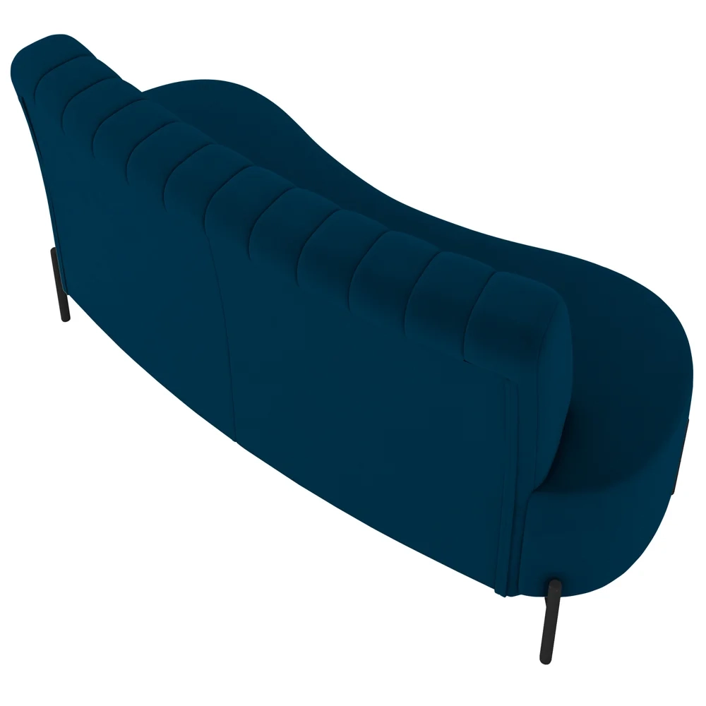 Sofá 2 Lugares 135cm Pés Aço Preto Tamar Z08 Veludo Azul - Mpozenato