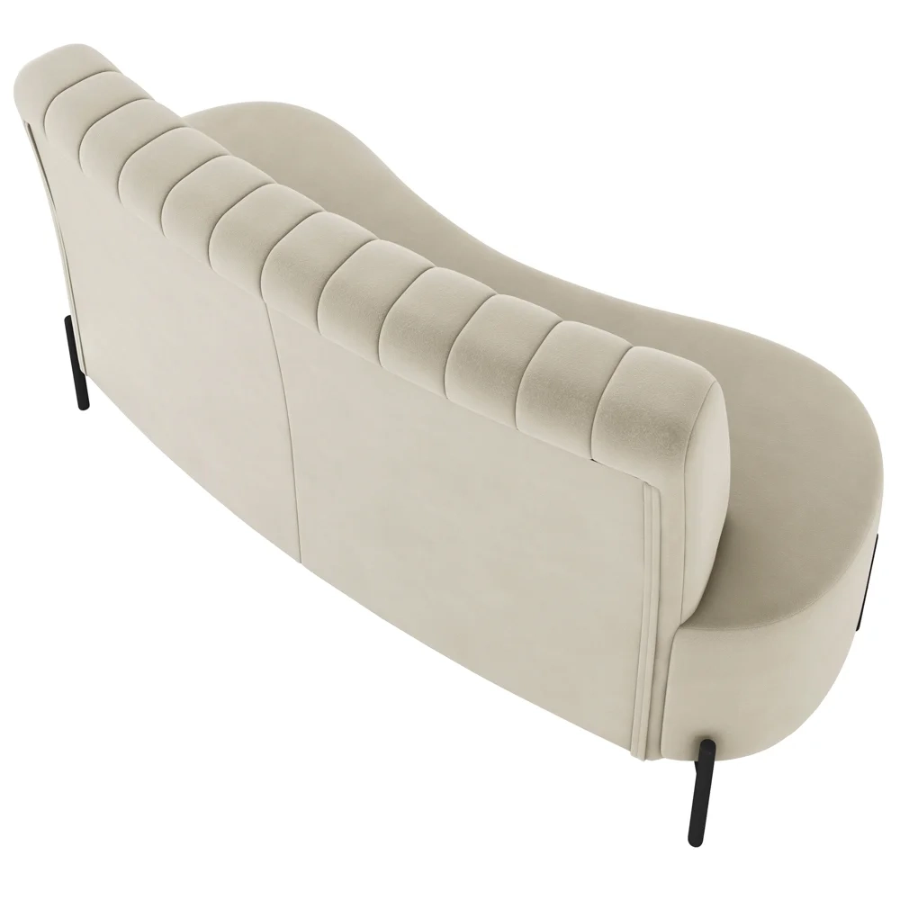 Sofá 2 Lugares 135cm Pés Aço Preto Tamar Z08 Veludo Bege - Mpozenato