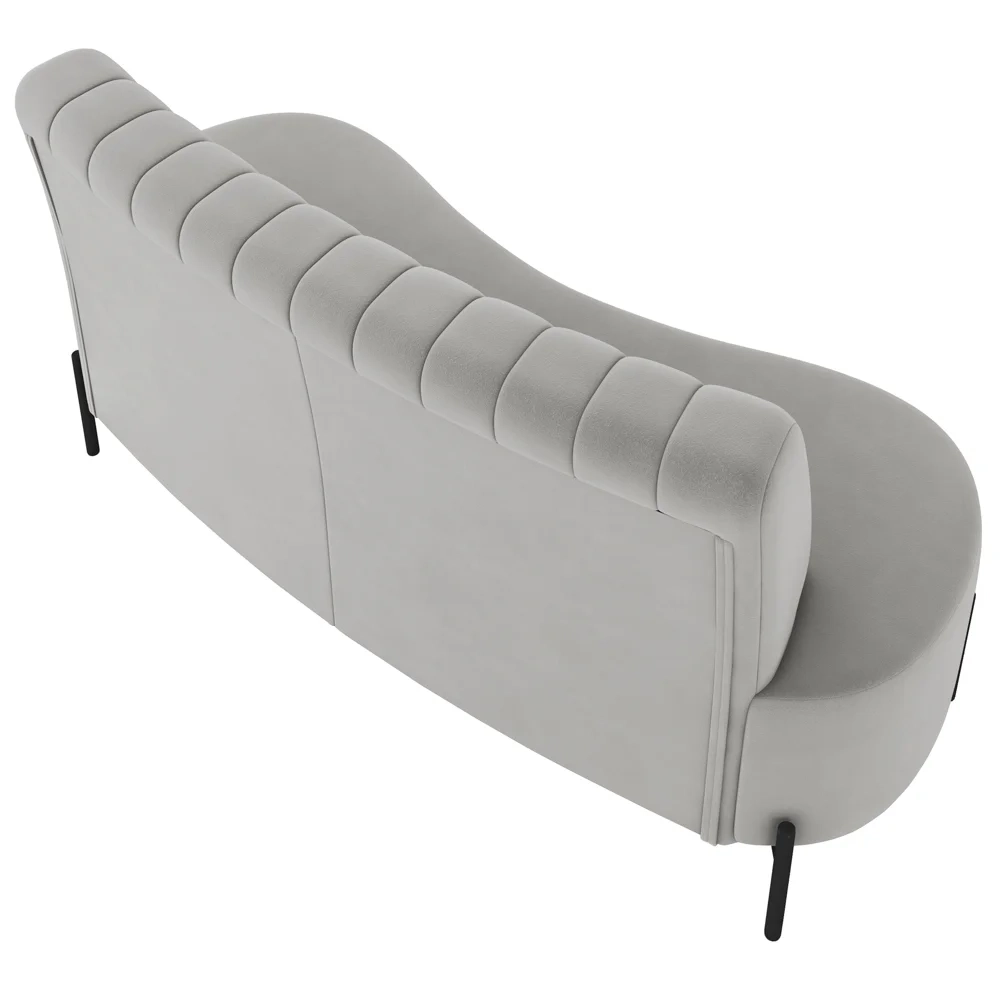 Sofá 2 Lugares 135cm Pés Aço Preto Tamar Z08 Veludo Cinza - Mpozenato