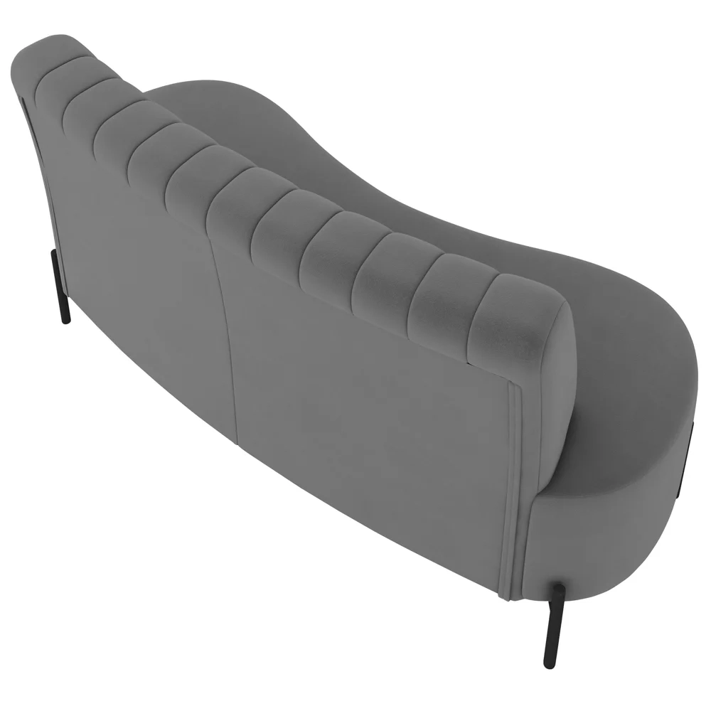 Sofá 2 Lugares 135cm Pés Aço Preto Tamar Z08 Veludo Grafite - Mpozenato