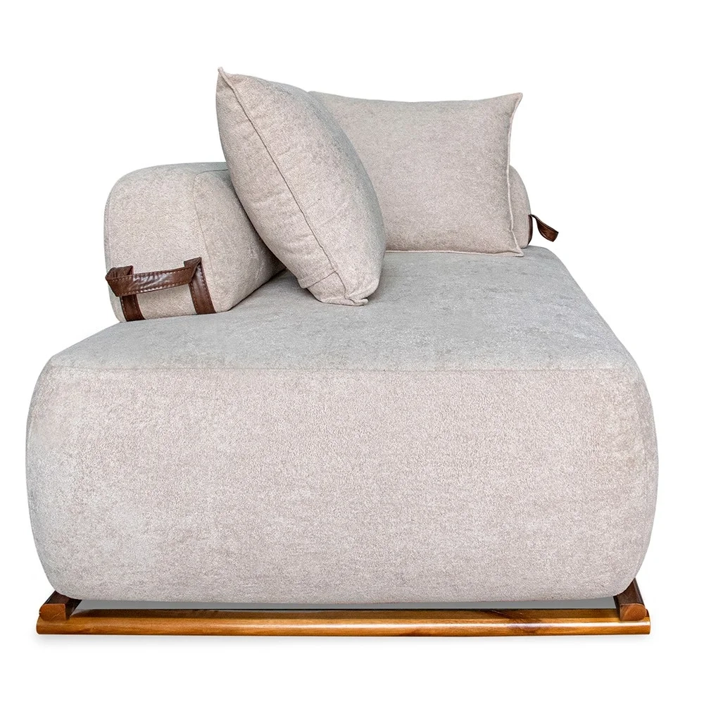 Sofá 2 Lugares 160cm Ilha Base Madeira Viero S06 Boucle Bege - Mpozenato