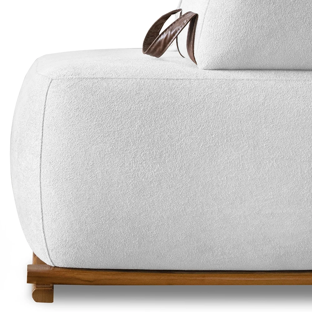Sofá 2 Lugares 160cm Ilha Base Madeira Viero S06 Boucle Branco - Mpozenato