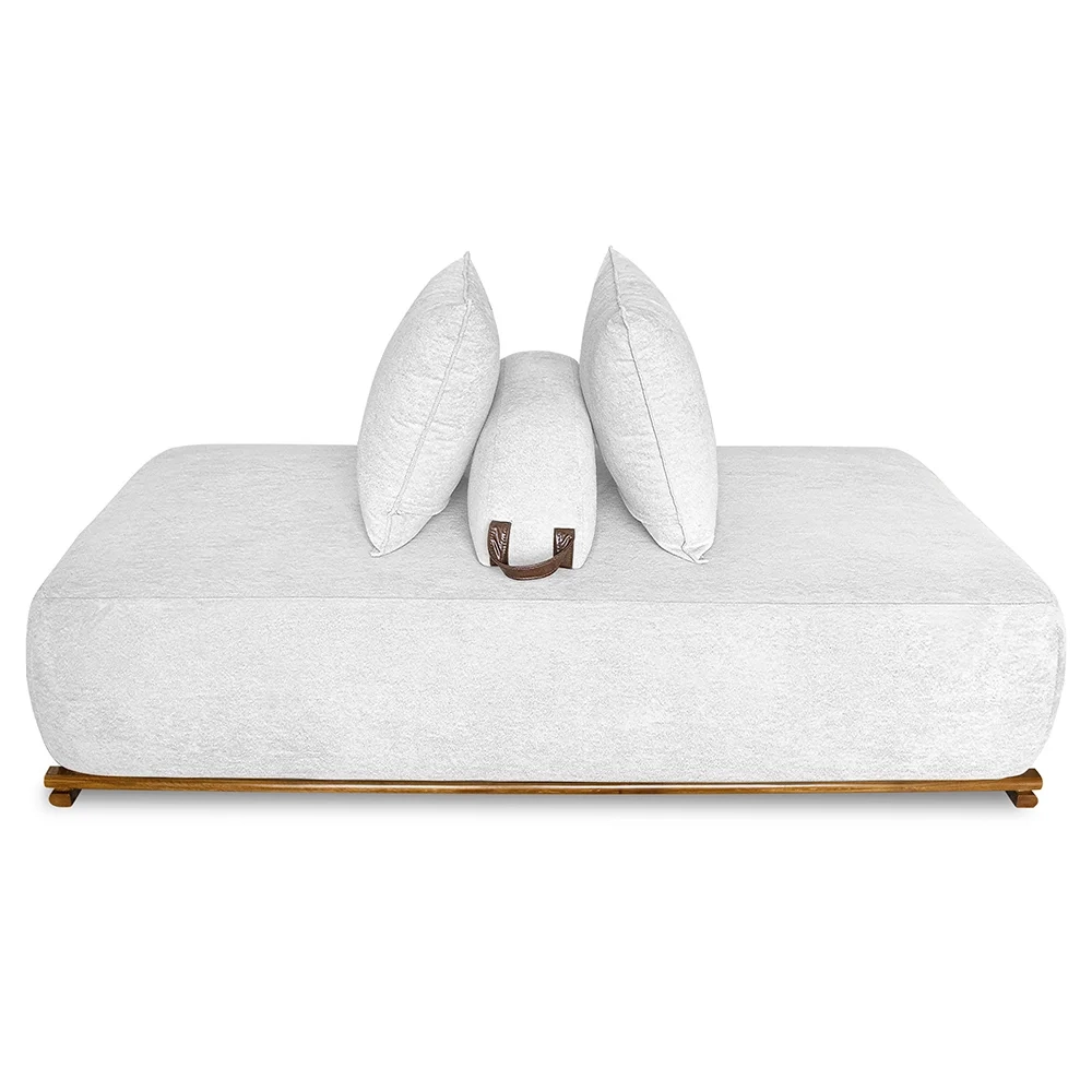 Sofá 2 Lugares 160cm Ilha Base Madeira Viero S06 Boucle Branco - Mpozenato