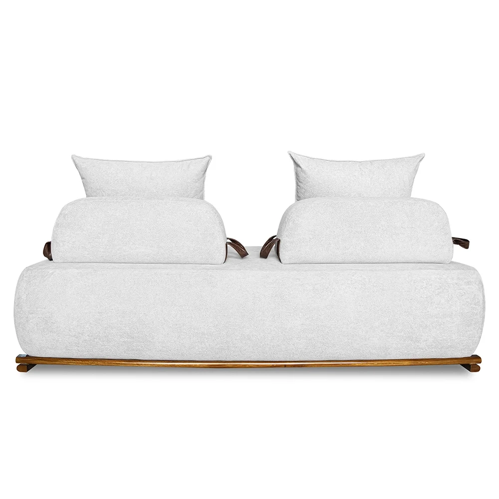 Sofá 2 Lugares 160cm Ilha Base Madeira Viero S06 Boucle Branco - Mpozenato