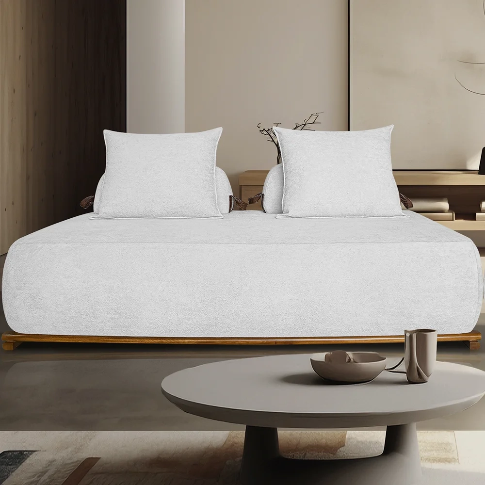 Sofá 2 Lugares 160cm Ilha Base Madeira Viero S06 Boucle Branco - Mpozenato