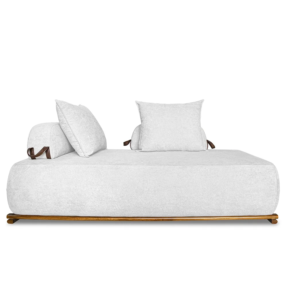 Sofá 2 Lugares 160cm Ilha Base Madeira Viero S06 Boucle Branco - Mpozenato