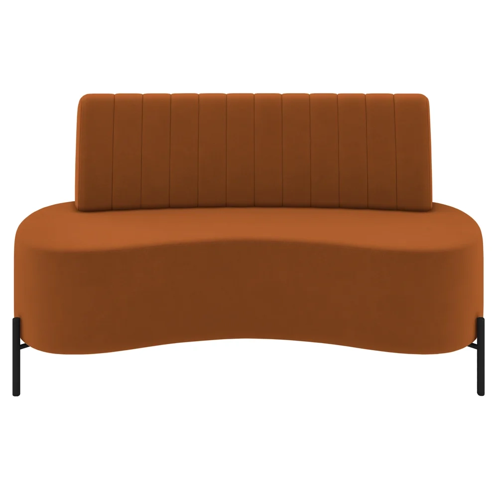 Sofá 2 Lugares 135cm Pés Aço Preto Tamar Z08 Veludo Terracota - Mpozenato