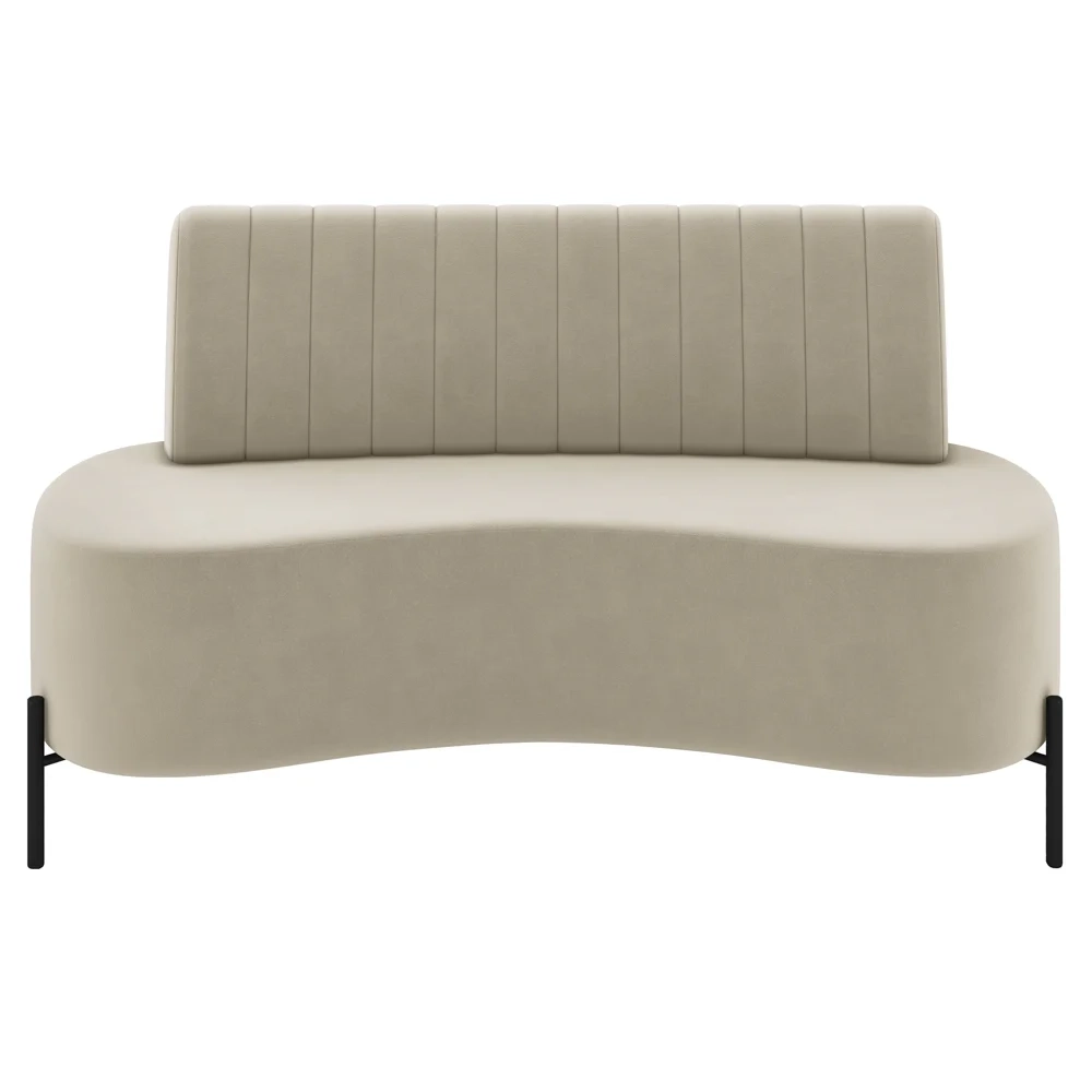 Sofá 2 Lugares 160cm Pés Aço Preto Tamar Z08 Veludo Bege - Mpozenato
