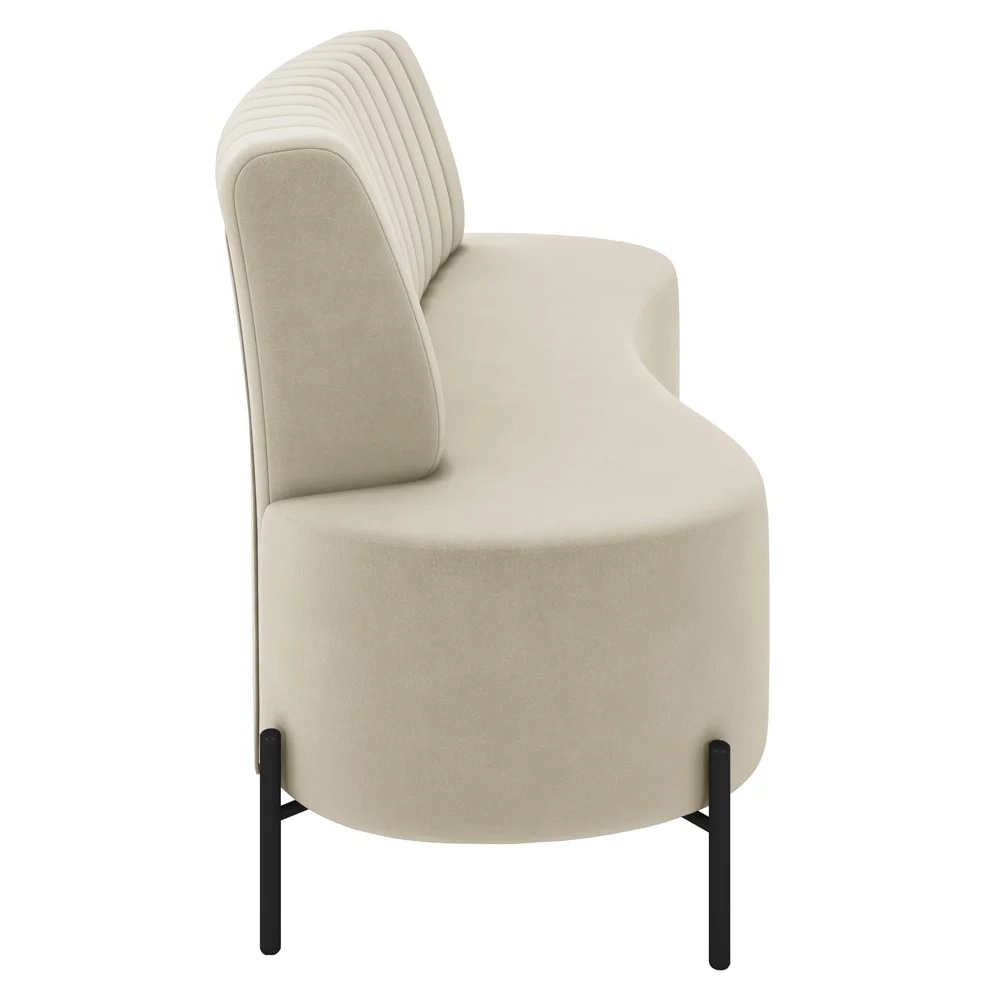 Sofá 2 Lugares 160cm Pés Aço Preto Tamar Z08 Veludo Bege - Mpozenato