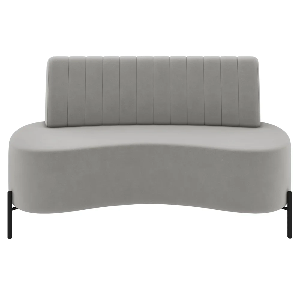 Sofá 2 Lugares 160cm Pés Aço Preto Tamar Z08 Veludo Cinza - Mpozenato