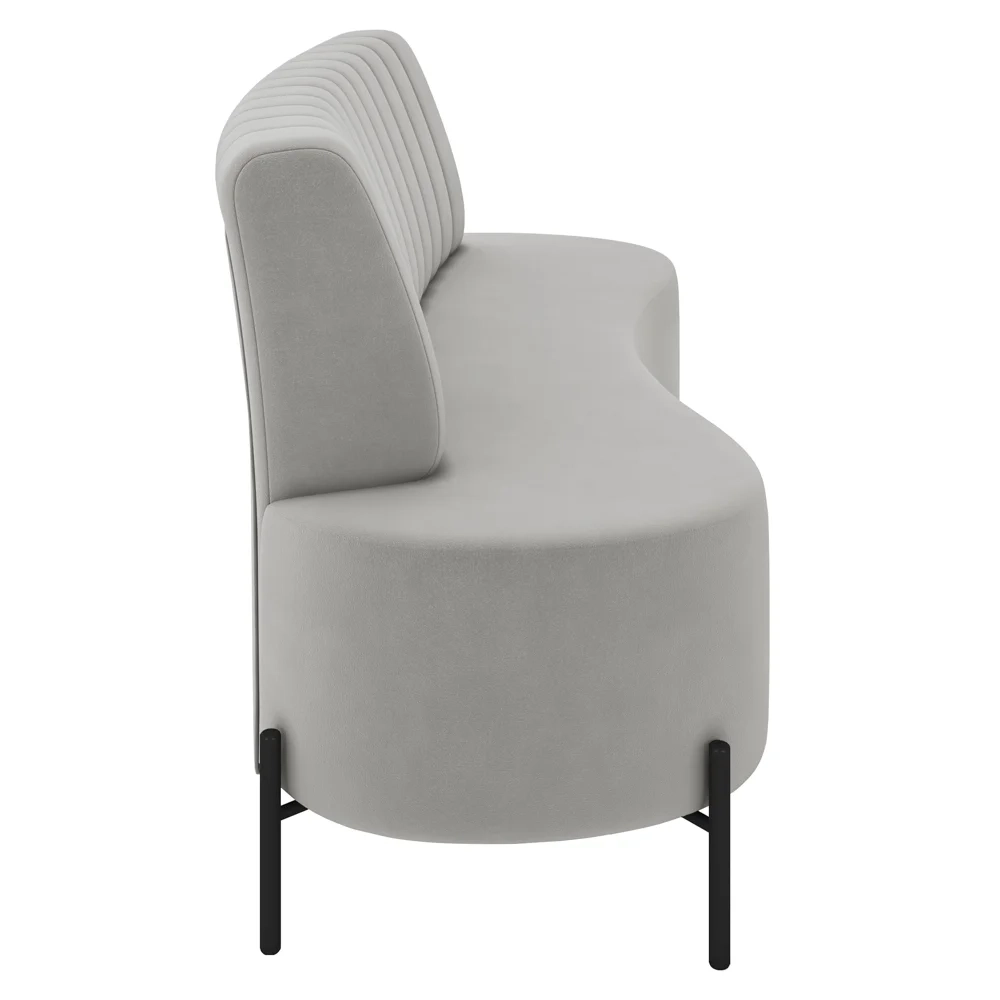 Sofá 2 Lugares 160cm Pés Aço Preto Tamar Z08 Veludo Cinza - Mpozenato