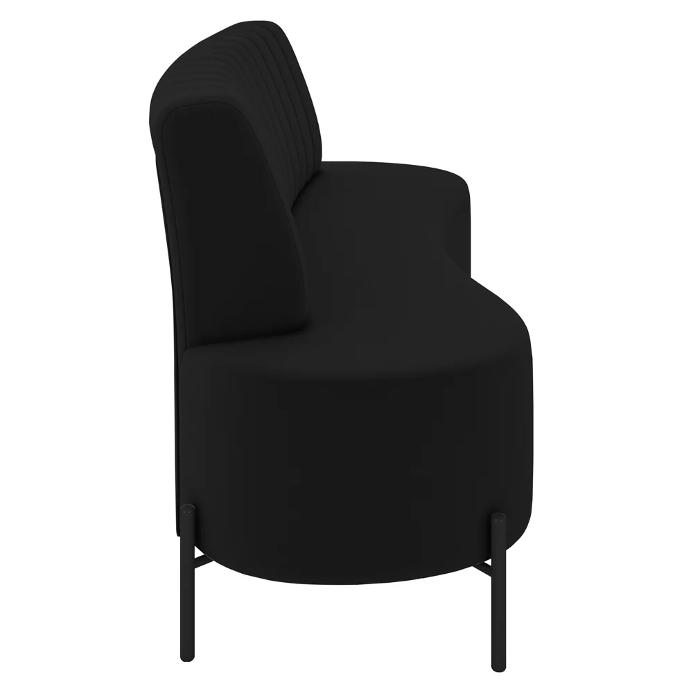 Sofá 2 Lugares 160cm Pés Aço Preto Tamar Z08 Veludo Preto - Mpozenato