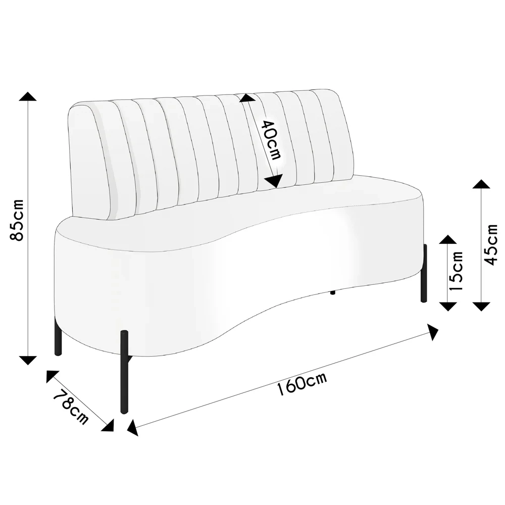 Sofá 2 Lugares 160cm Pés Aço Preto Tamar Z08 Sintético Camel - Mpozenato
