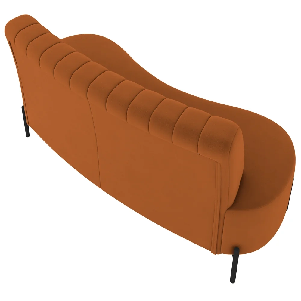 Sofá 2 Lugares 160cm Pés Aço Preto Tamar Z08 Veludo Terracota - Mpozenato