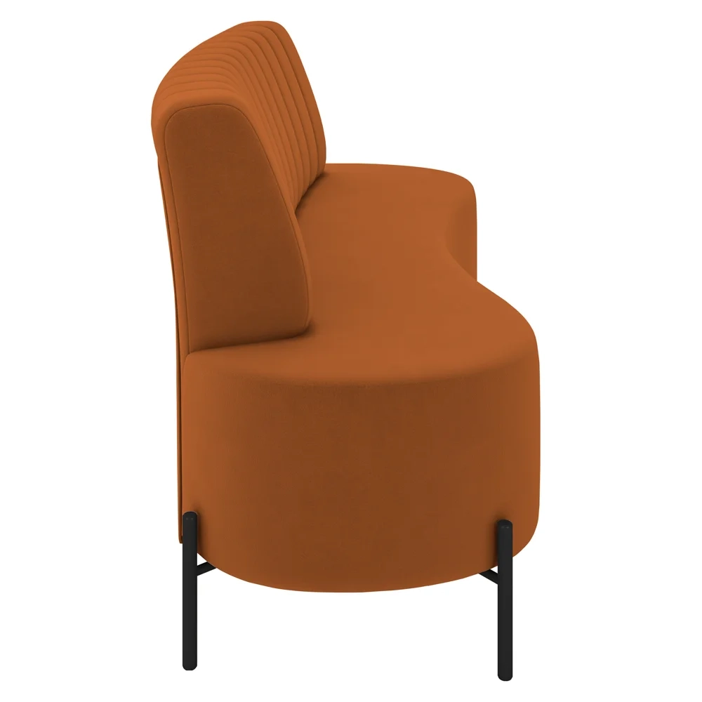 Sofá 2 Lugares 160cm Pés Aço Preto Tamar Z08 Veludo Terracota - Mpozenato