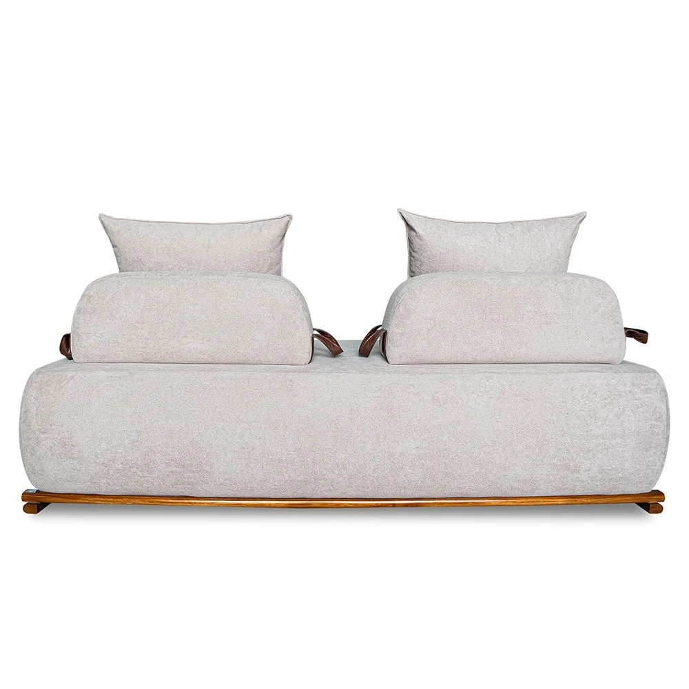 Sofá 2 Lugares 180cm Ilha Base Madeira Viero S06 Boucle Bege - Mpozenato