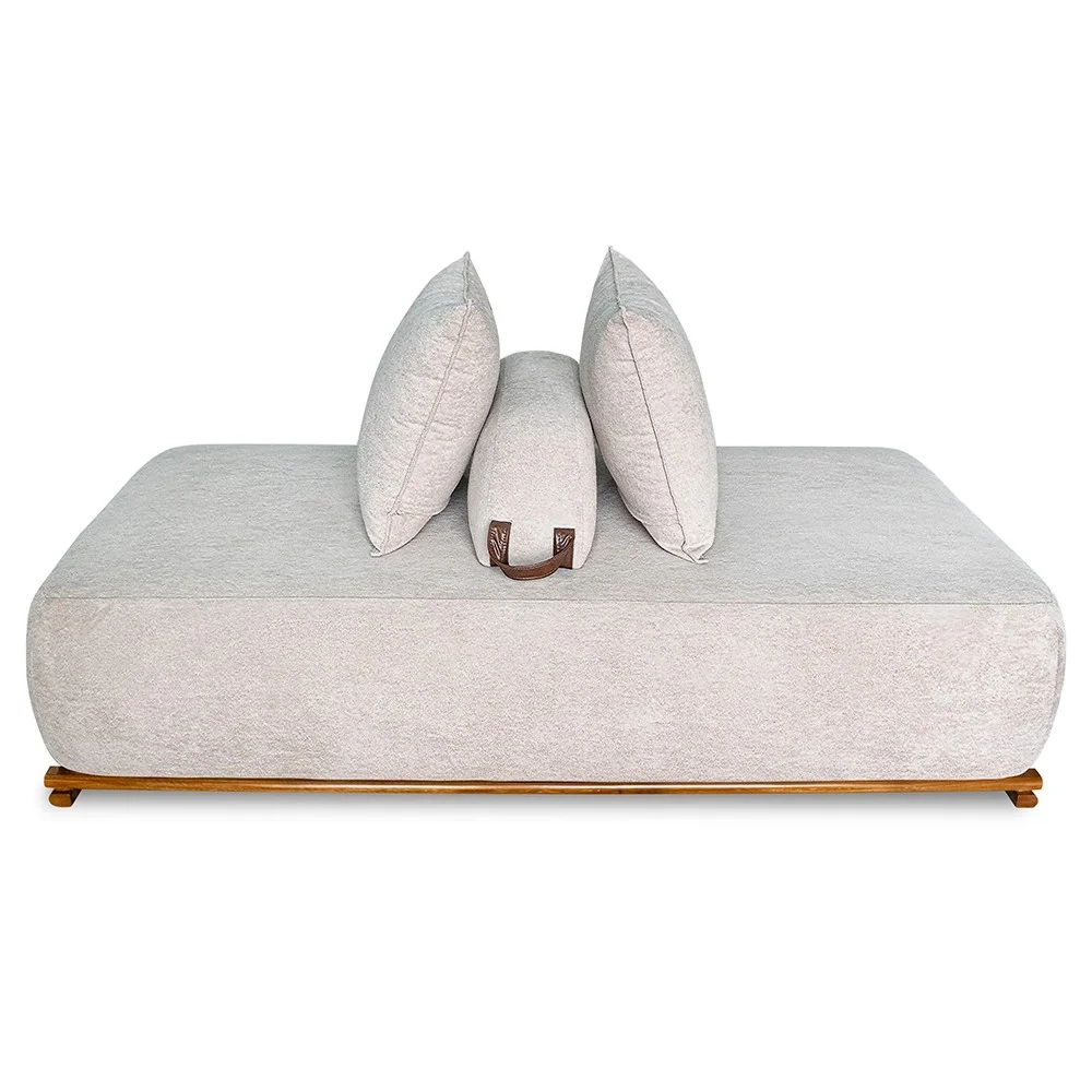 Sofá 2 Lugares 180cm Ilha Base Madeira Viero S06 Boucle Bege - Mpozenato