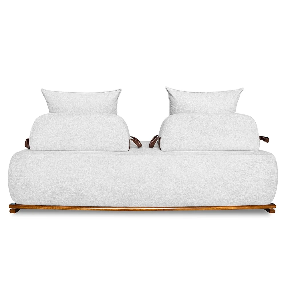 Sofá 2 Lugares 180cm Ilha Base Madeira Viero S06 Boucle Branco - Mpozenato