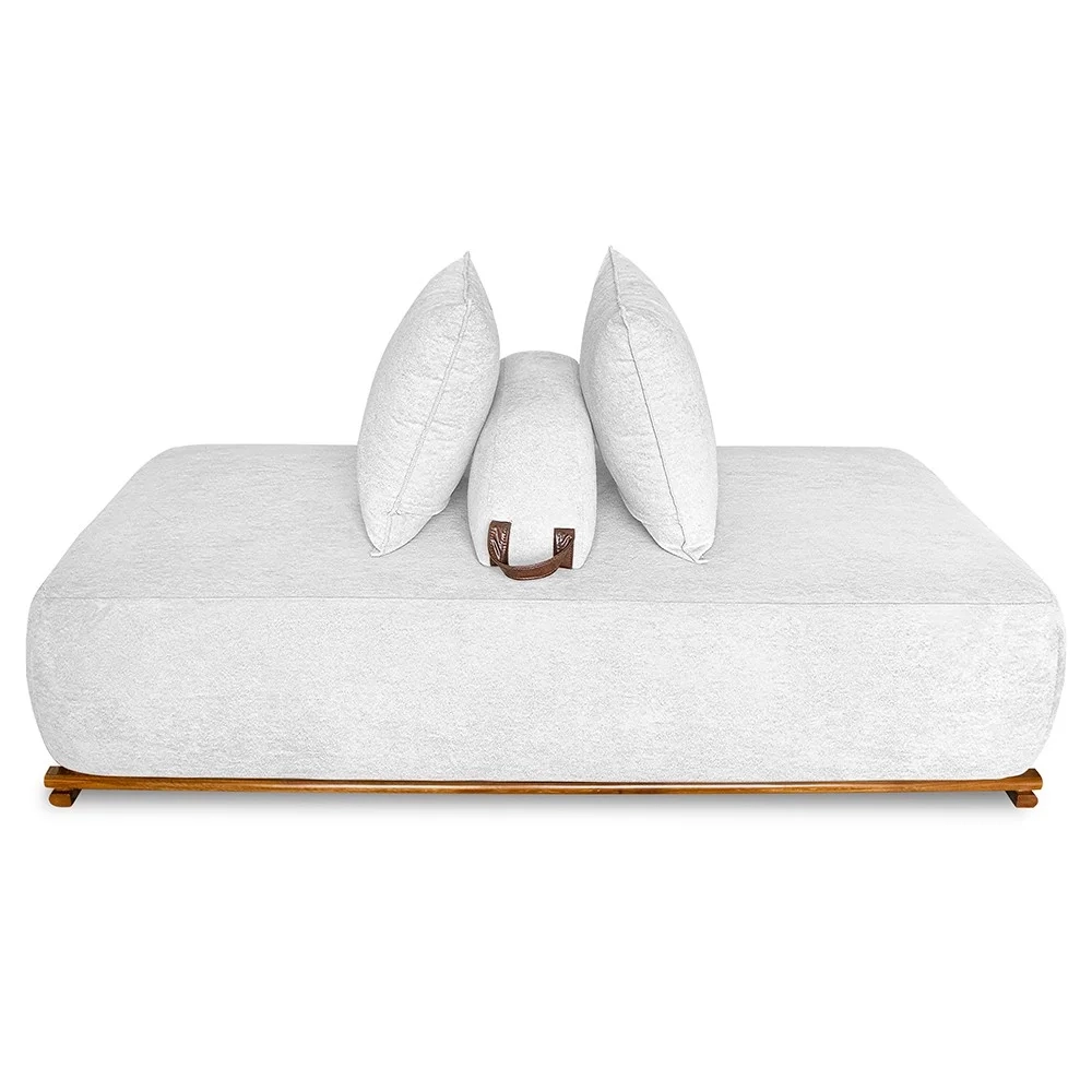 Sofá 2 Lugares 180cm Ilha Base Madeira Viero S06 Boucle Branco - Mpozenato