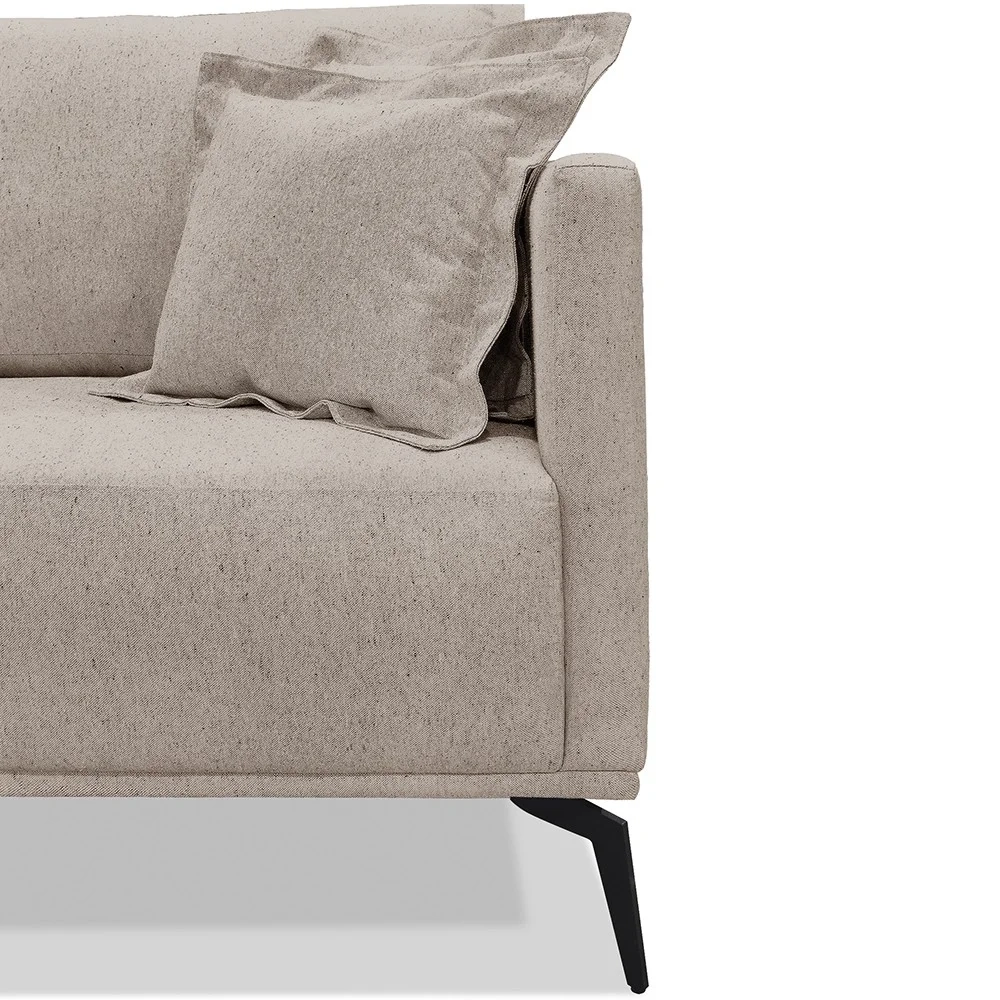 Sofá 2 Lugares 180cm Pés de Metal Vecchia S06 Linho Areia - Mpozenato