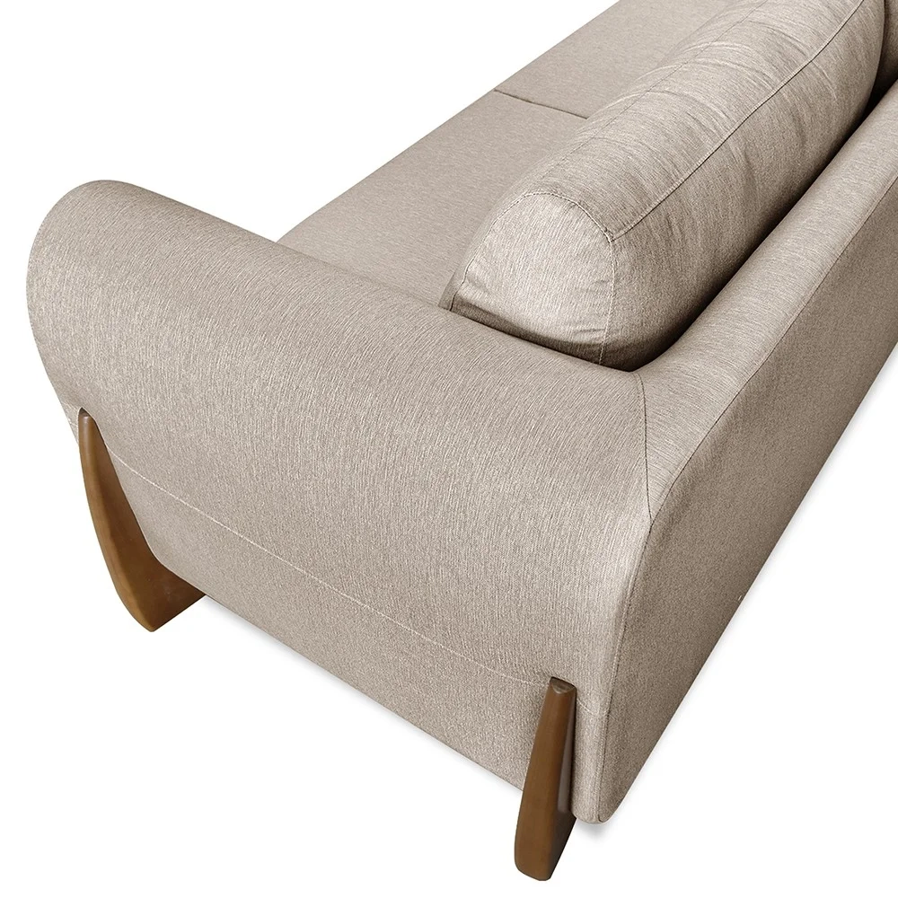 Sofá 2 Lugares Base de Madeira 160cm Izzy S06 Linho Areia - Mpozenato