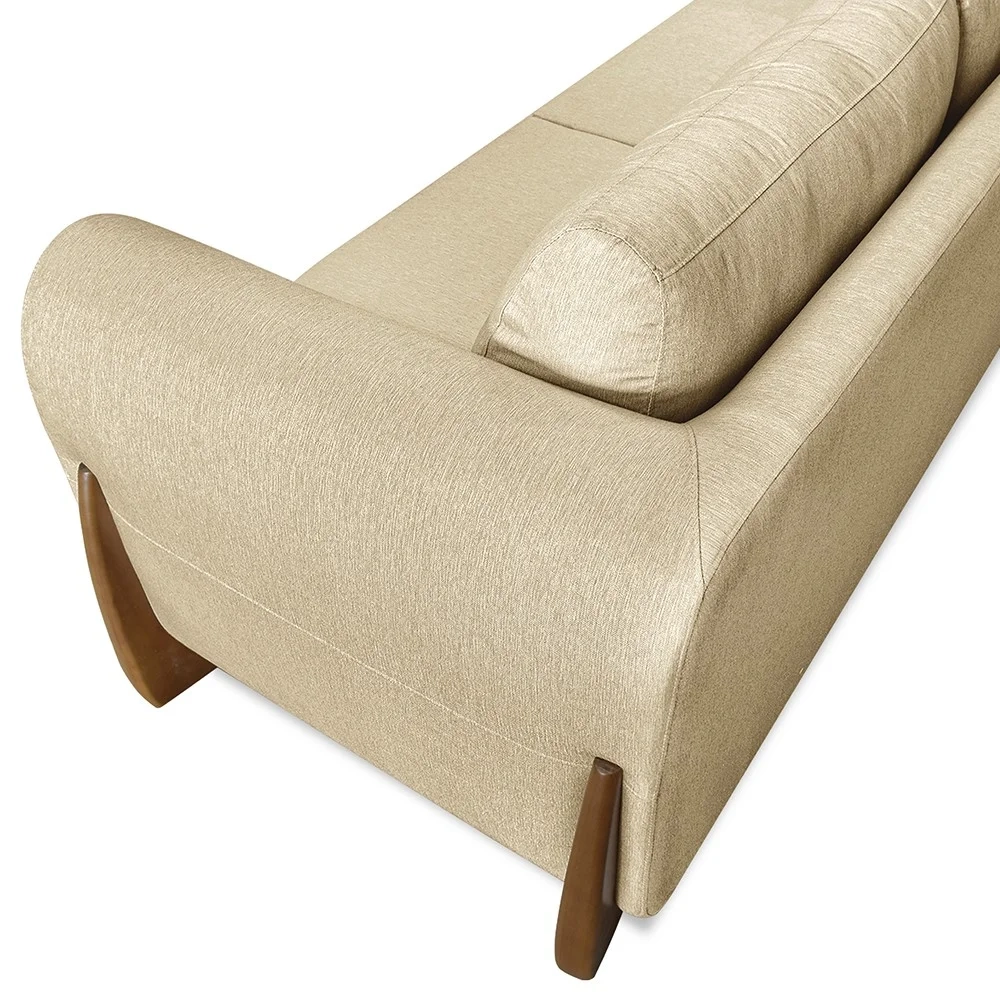 Sofá 2 Lugares Base de Madeira 160cm Izzy S06 Linho Dourado - Mpozenato