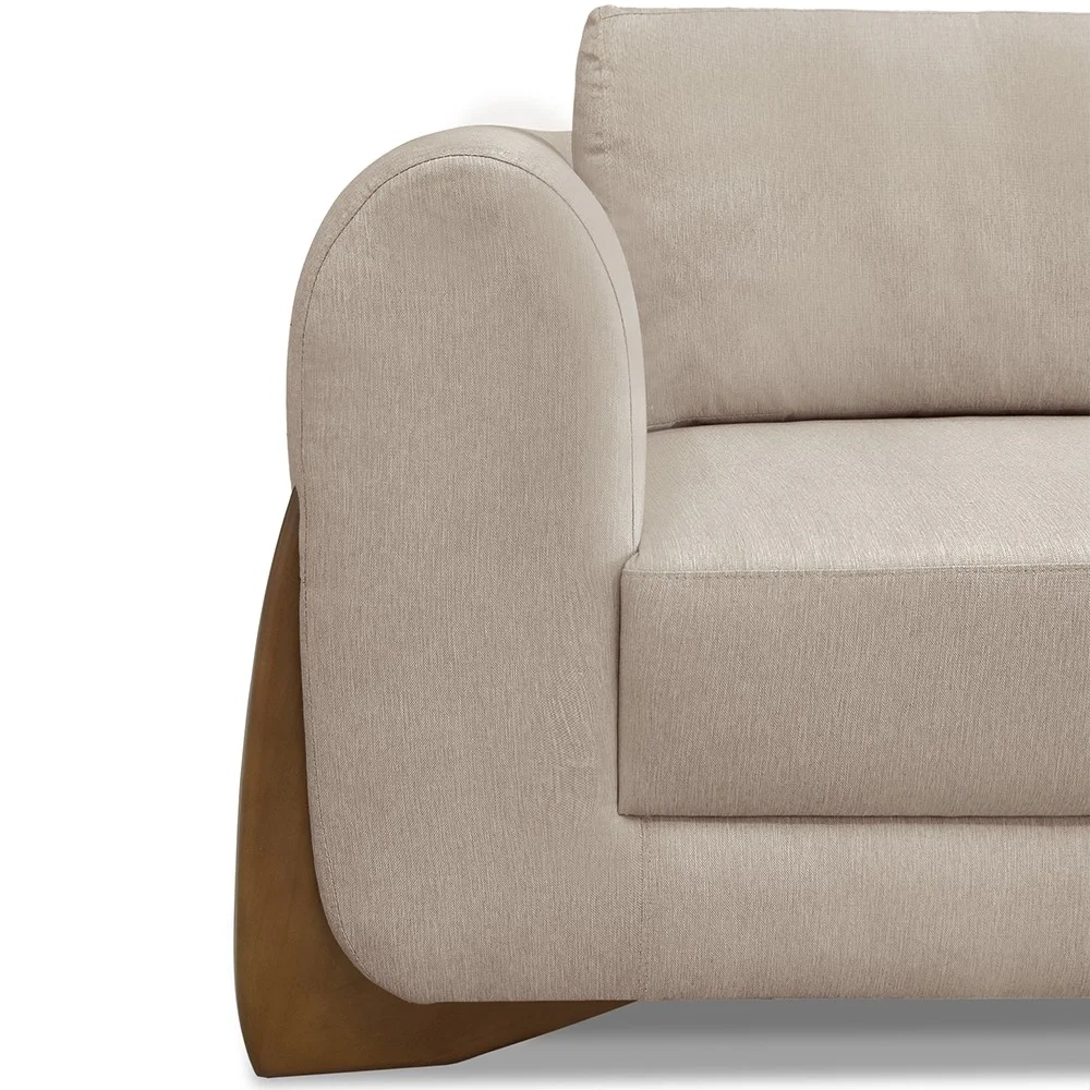 Sofá 2 Lugares Base de Madeira 180cm Izzy S06 Linho Areia - Mpozenato