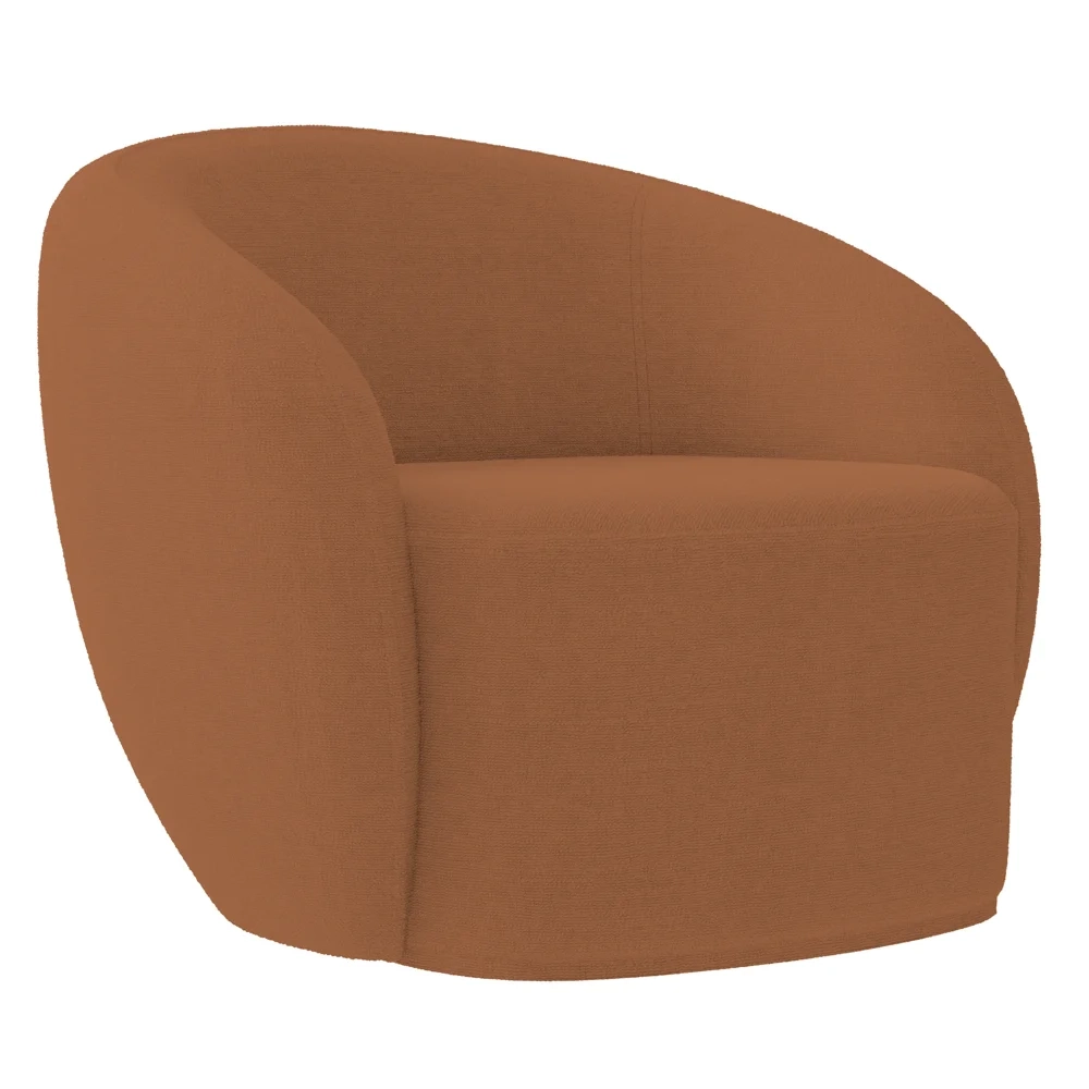 Sofá 2 Lugares Living 160cm e 1 Poltrona Giratória Garbin Z08 Boucle Terracota - Mpozenato