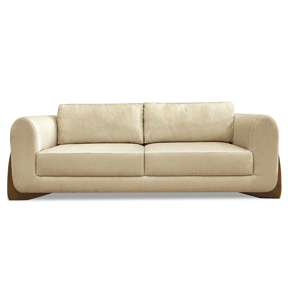 Sofá 2 Lugares Base de Madeira 180cm Izzy S06 Linho Dourado - Mpozenato