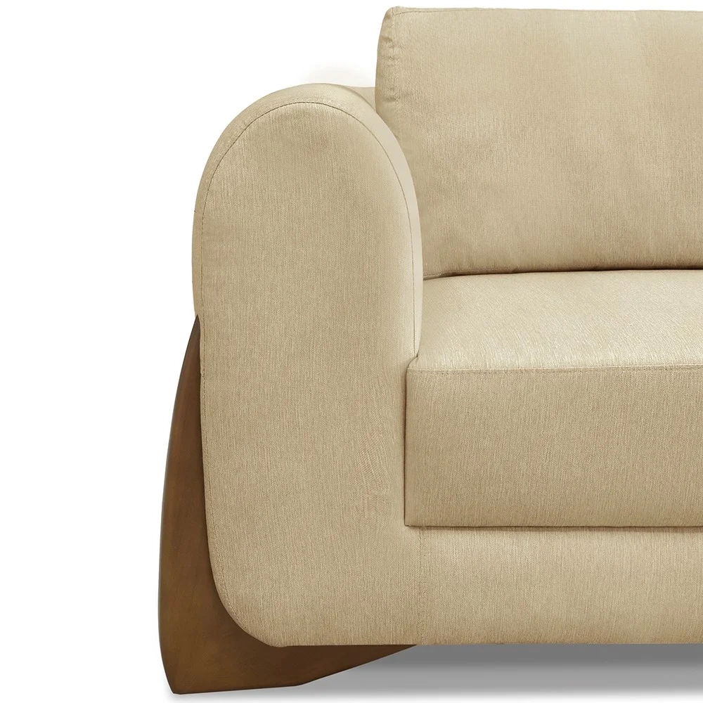 Sofá 2 Lugares Base de Madeira 180cm Izzy S06 Linho Dourado - Mpozenato