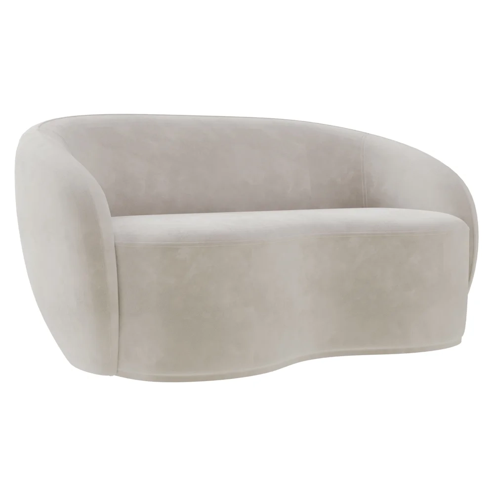 Sofá 2 Lugares Living Orgânico Sala de Estar 160cm Garbin Z08 Veludo Bege - Mpozenato