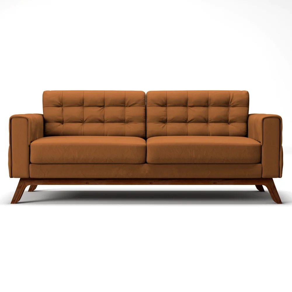 Sofá 210 cm 3 Lugares Sandero C-262 Veludo Telha - Domi