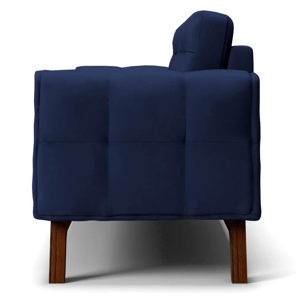 Sofá 210 cm 3 Lugares Sandero C-287 Veludo Marinho - Domi