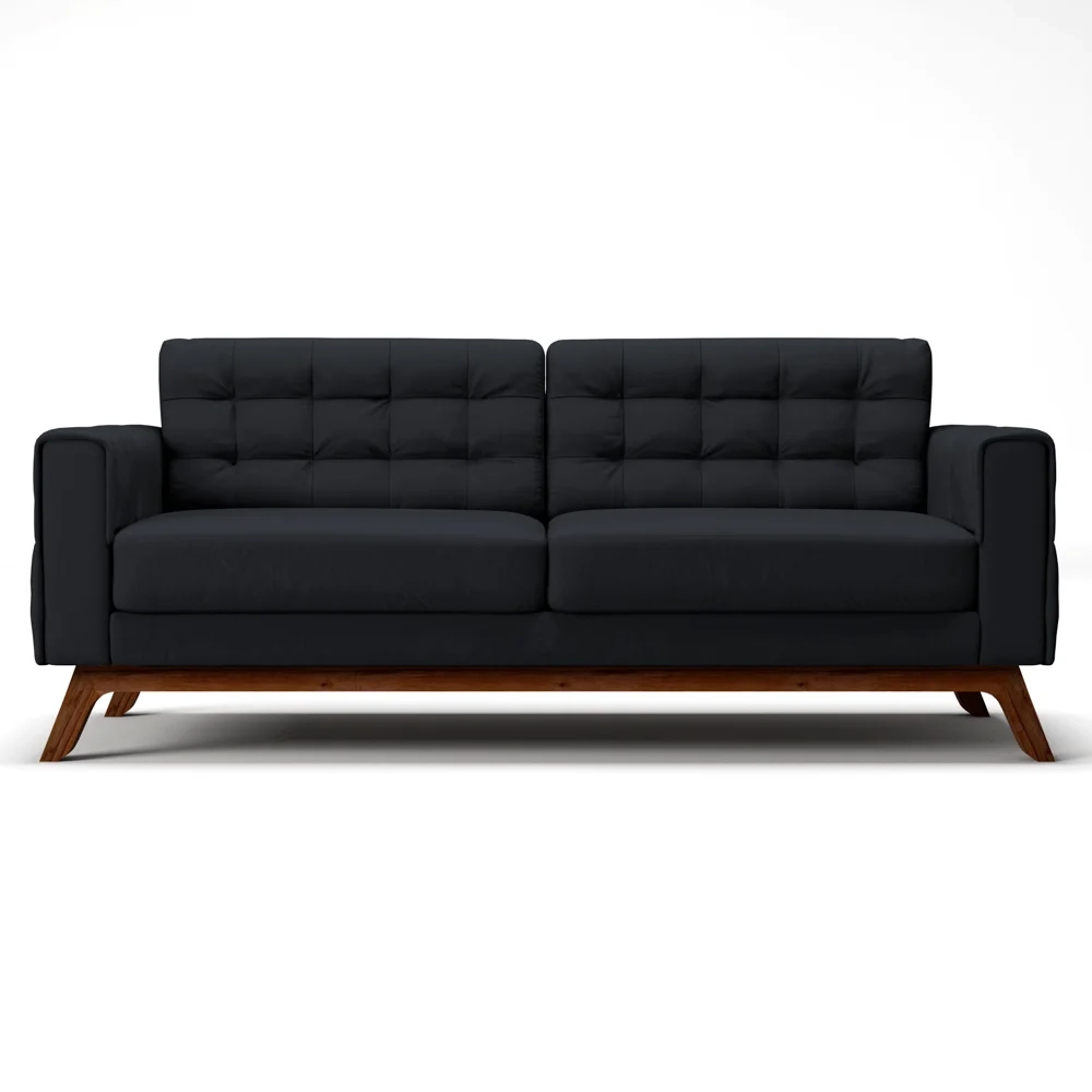 Sofá 210 cm 3 Lugares Sandero C-300 Veludo Preto - Domi