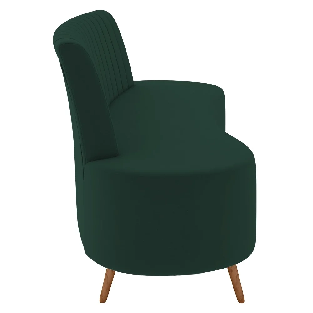 Sofá 2 Lugares para Sala Living 135cm Pés Palito Tamar Z08 Veludo Verde - Mpozenato