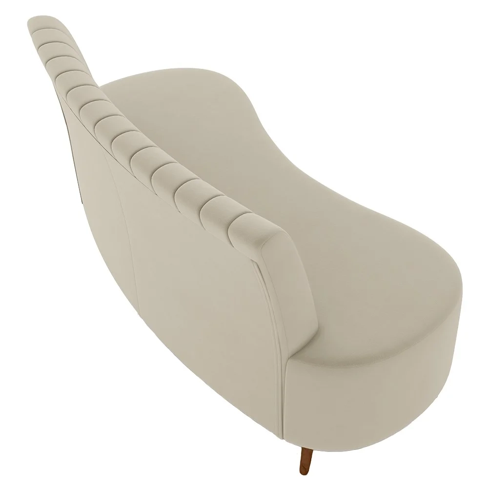 Sofá 2 Lugares para Sala Living 135cm Pés Palito Tamar Z08 Veludo Bege - Mpozenato