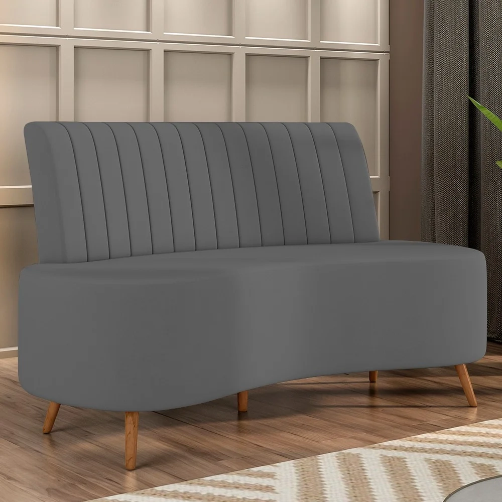 Sofá 2 Lugares para Sala Living 135cm Pés Palito Tamar Z08 Veludo Cinza Escuro - Mpozenato