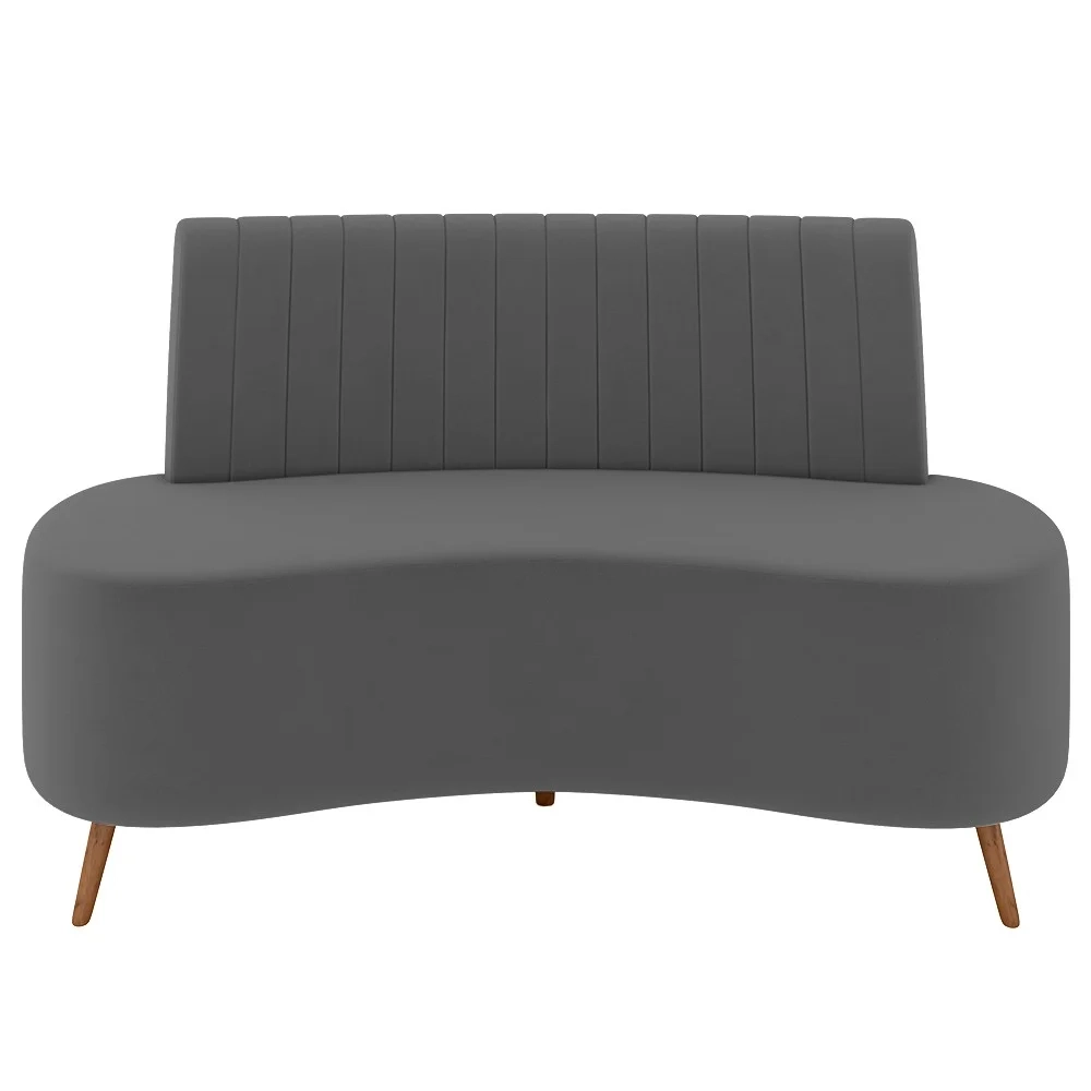 Sofá 2 Lugares para Sala Living 135cm Pés Palito Tamar Z08 Veludo Cinza Escuro - Mpozenato