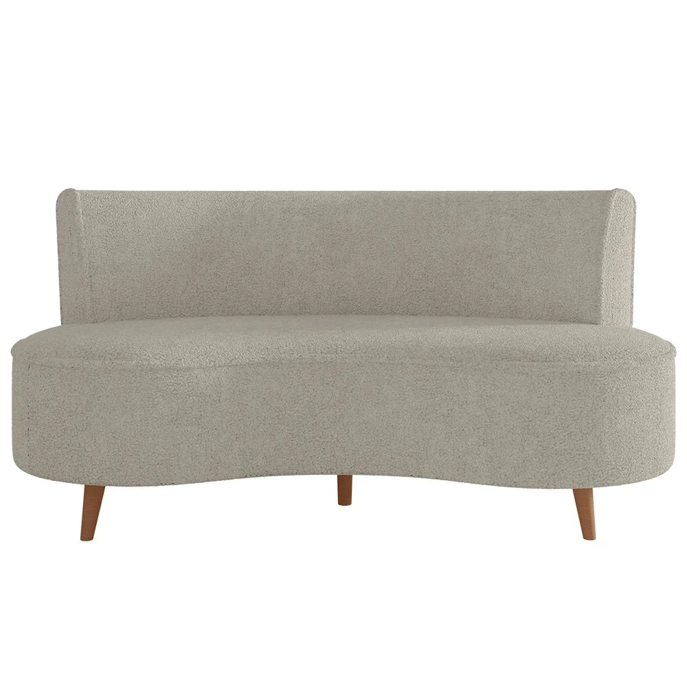 Sofá 2 Lugares para Sala Living 135cm Pés Palito Korah Z08 Boucle Bege - Mpozenato