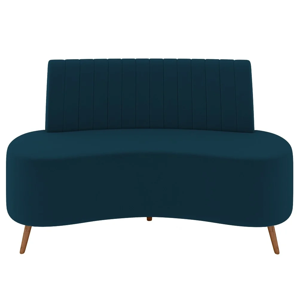 Sofá 2 Lugares para Sala Living 135cm Pés Palito Tamar Z08 Veludo Azul - Mpozenato