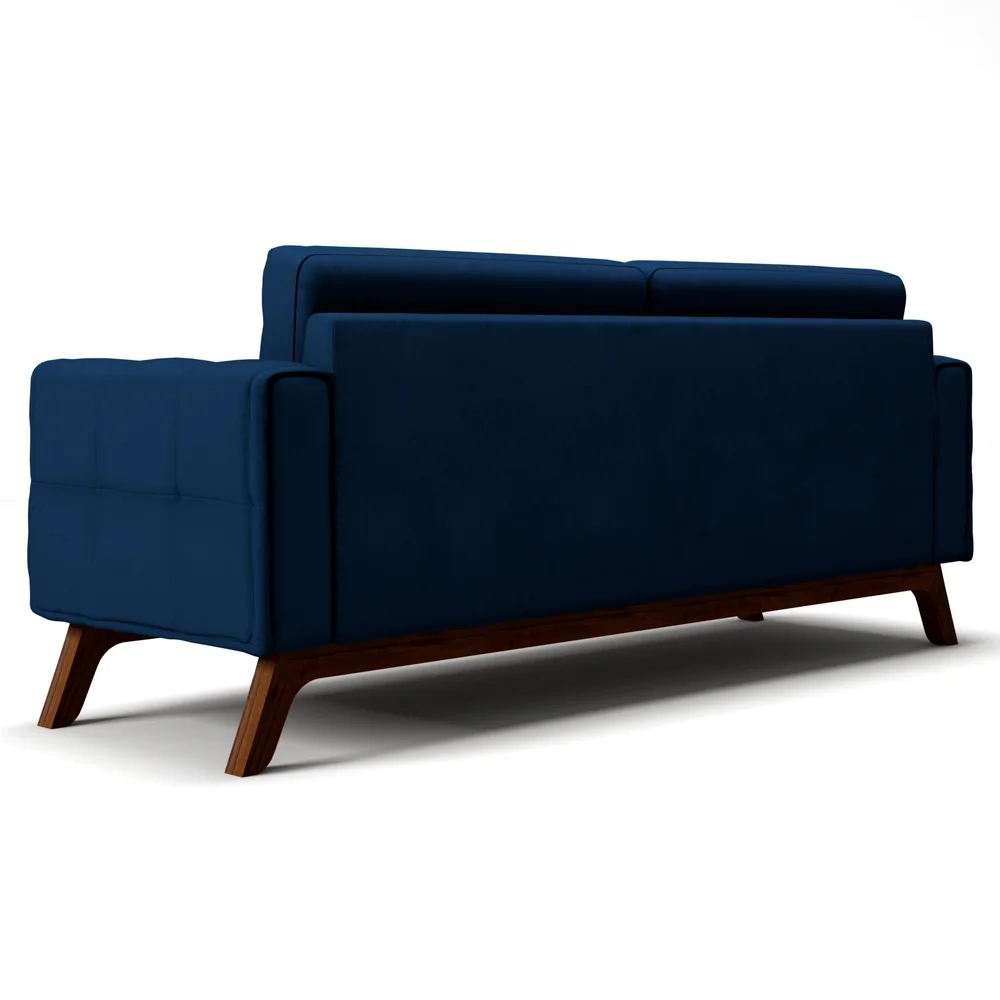Sofá 210 cm 3 Lugares Sandero C-304 Veludo Azul Marinho - Domi