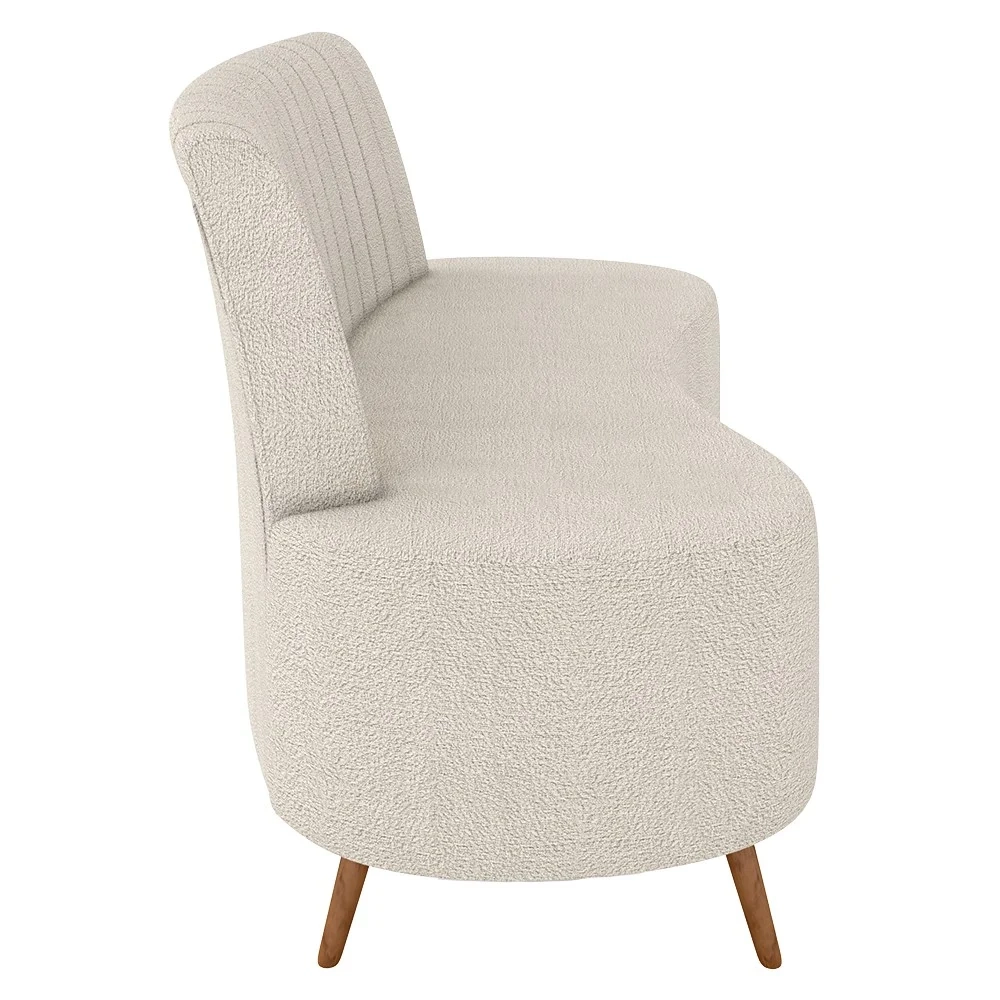 Sofá 2 Lugares para Sala Living 160cm Pés Palito Tamar Z08 Boucle Bege - Mpozenato