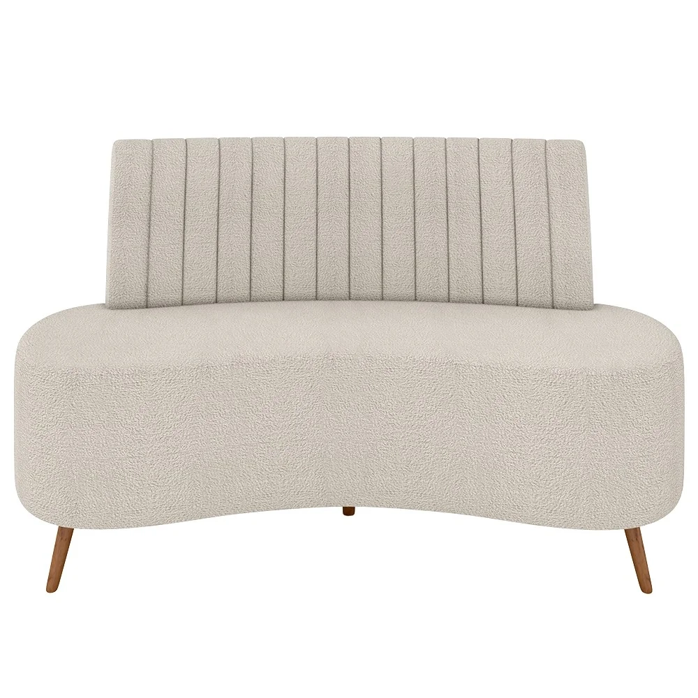 Sofá 2 Lugares para Sala Living 160cm Pés Palito Tamar Z08 Boucle Bege - Mpozenato